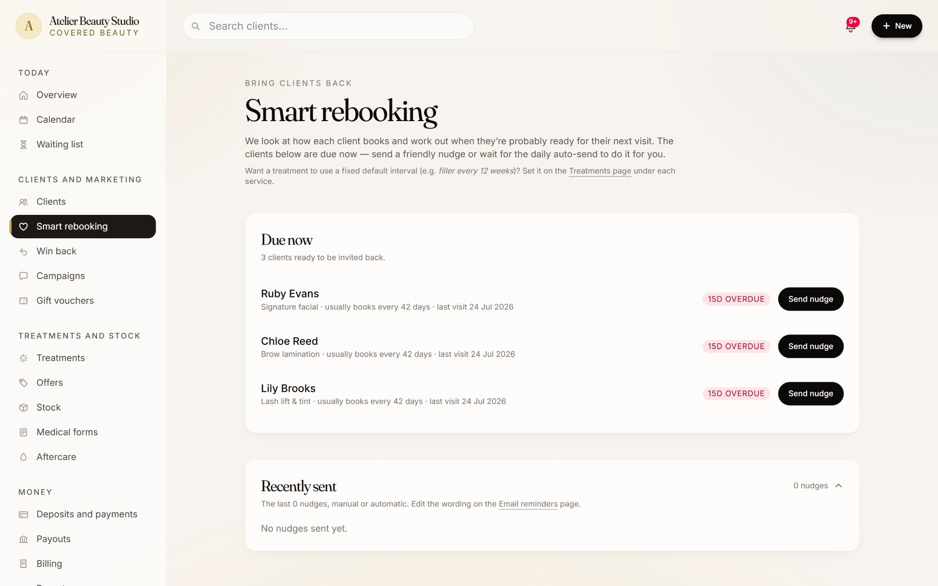 Smart rebooking in Covered Beauty